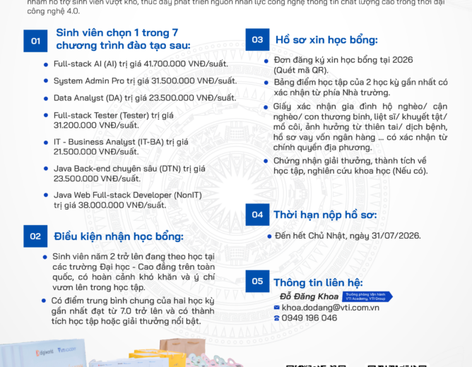 Học bổng “Digiworld Ươm mầm xanh” 2026 – Cơ hội nhận đào tạo lập trình miễn phí 100%