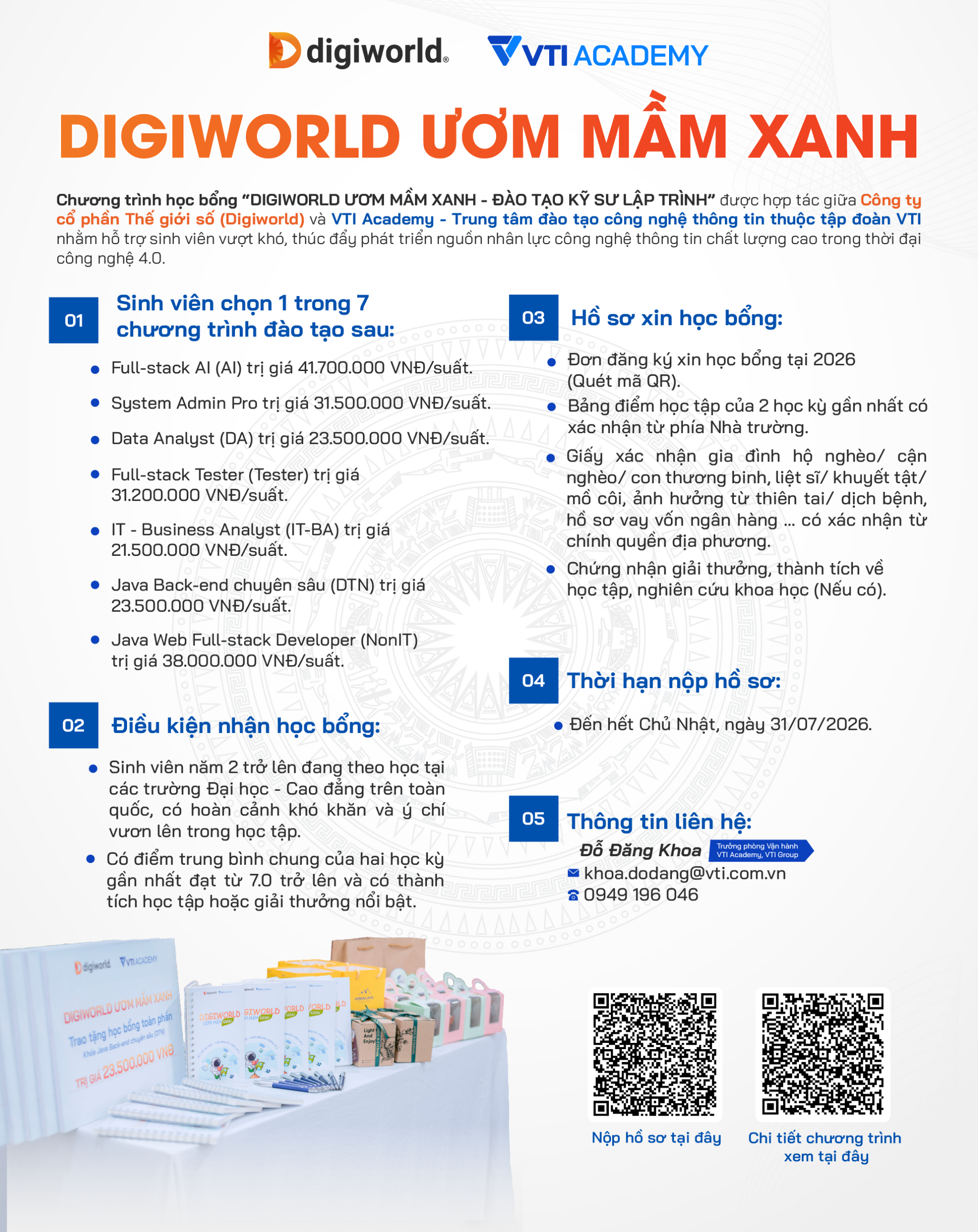 Học bổng “Digiworld Ươm mầm xanh” 2026 – Cơ hội nhận đào tạo lập trình miễn phí 100%